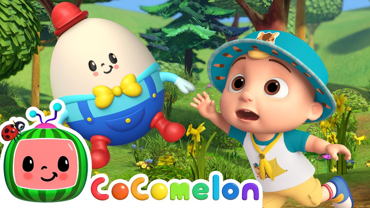 JJ's Humpty Dumpty Outdoor Chase Song! Catch the Toy Egg! 🥚 | CoComelon Nursery Rhymes & Kids Songs
