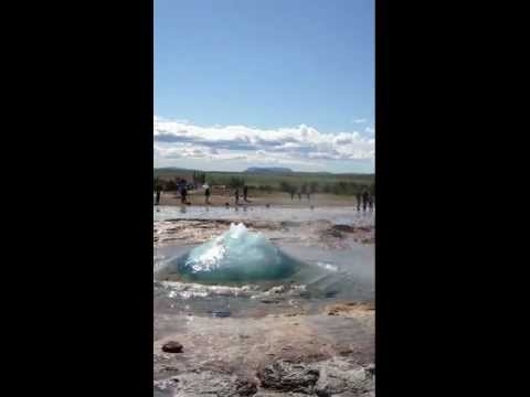 Double eruption of the great geysir in I