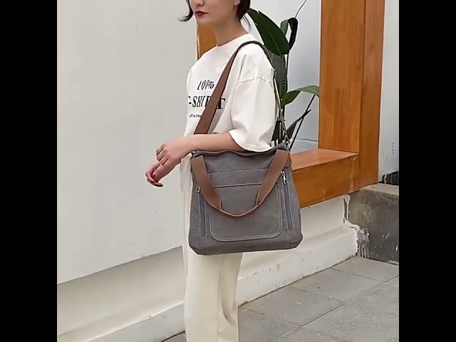 Vídeo relacionado con oukesin Bolso bandolera pequeño de lona para mujer bolso de hombro para uso diario,054Café