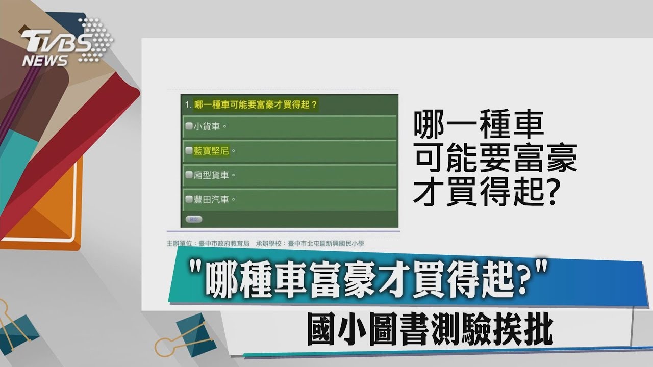 「哪種車富豪才買得起？」　國小圖書測驗挨批