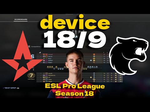 CSGO POV Astralis device (18/9) vs FURIA (Overpass) @ ESL Pro League Season 18