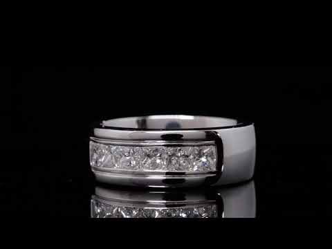 1.5 Carat Natural Princess Cut Channel Set Diamond Men's Anniversary Wedding Band