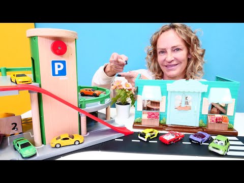 Spielzeug Video für Kinder mit Spielzeugautos und Nicole. Neuer Parkplatz für Autos