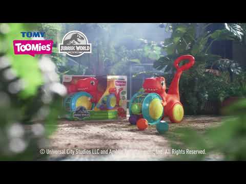 TOMY stumdukas Pic &amp; Push T-Rex, E73254 video