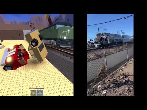 ROBLOX Crash Town vs Real Life Train Crashes - Gameplay with Trains Crashing #8