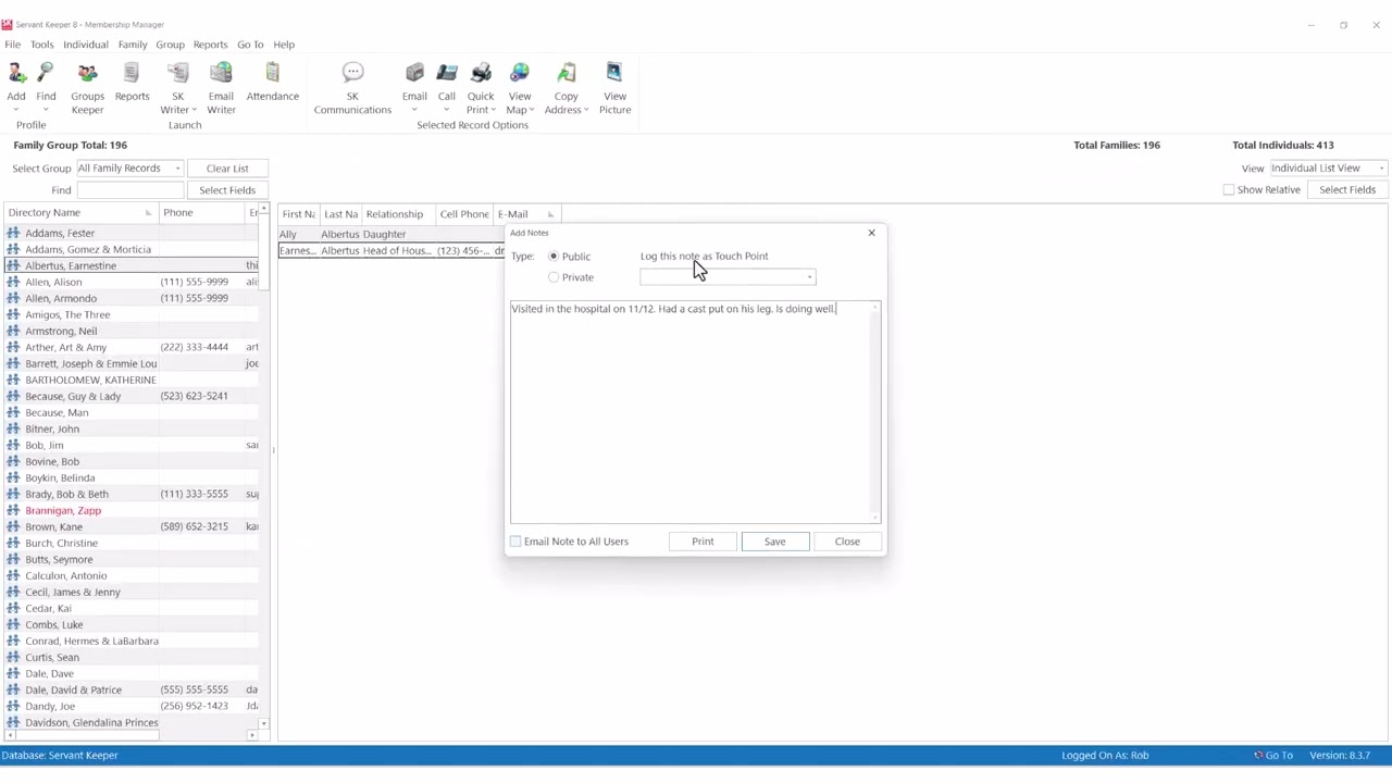 Servant Keeper 8 - Entering Notes in a Record