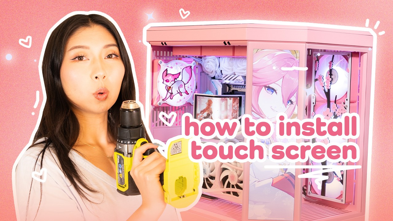 installing the touch screen upgrade on the pink Y70 gaming PC case! full tutorial