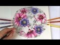 Romantic Garden - Part 1: Scabiosa & Dahlia Flowers Coloring