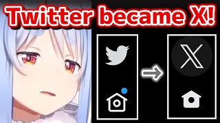 Pekora gets surprised by Twitter name changing into X [Hololive Eng Sub]