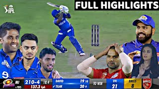 Mumbai Indians vs Punjab Kings Full Highlight, MI vs PBKS 2023 Today Full Highlights, MI vs PBKS