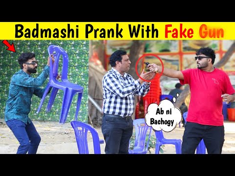 BADMASHI PRANK WITH FAKE GUN || Funniest Reactions || by Iqbal Malik & Sharik Shah on @sharikshah