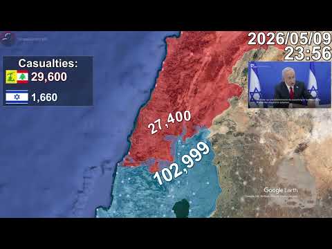 Israeli invasion of Lebanon: Every Day to June 1st, 2026 Mapped using Google Earth