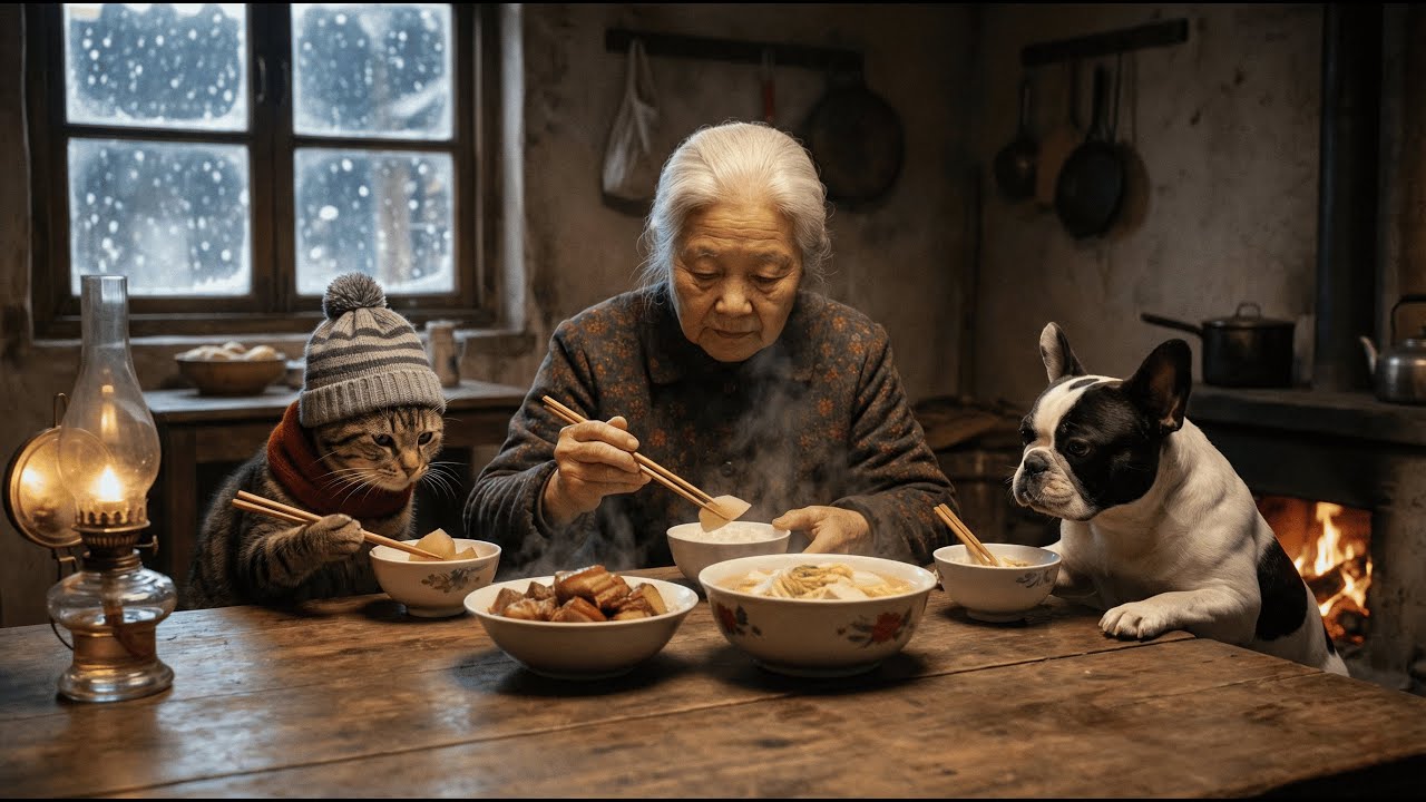 雪の日、キジトラ猫Hanaが作る冬のごはん｜心がほどける猫の暮らし｜A Warm Winter Meal in the Snow | Hana the Cat’s Quiet Country Life