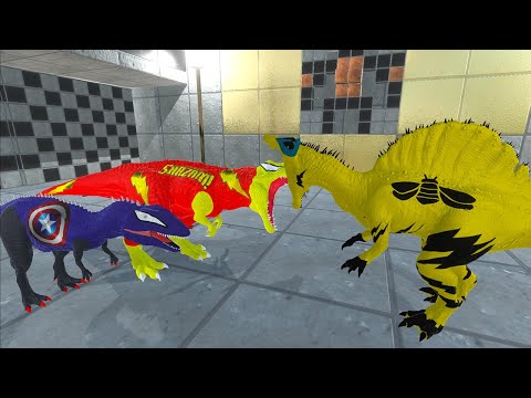 BUMBLEBEE SPINO VS HULK GORO VS 2X CAPTAIN AMERICA CARCHAR - Animal Revolt Battle Simulator