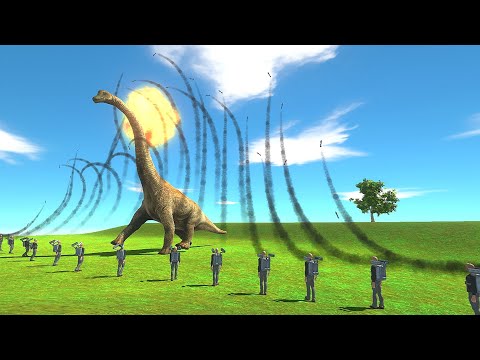 Modern Human missiles vs Herbivore Dinosaurs – Animal Revolt Battle Simulator