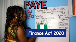 PAYE TAX Computation in TAXATION (Finance Act 2020)