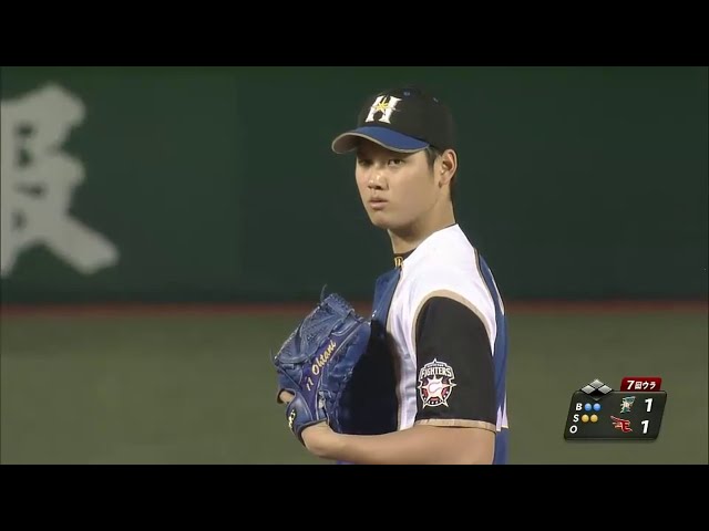 7回裏 ファイターズ・大谷が6者連続三振!! 7回を終えて自己最多の13奪三振!! 2014/7/9 E-F