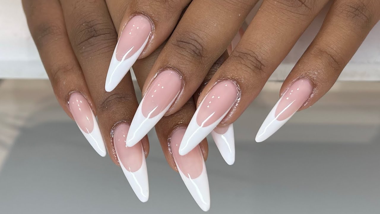 Almond French Gel-X Nails | Long Almond Nails | Prep for long lasting Nails | Sculpted Almond Long