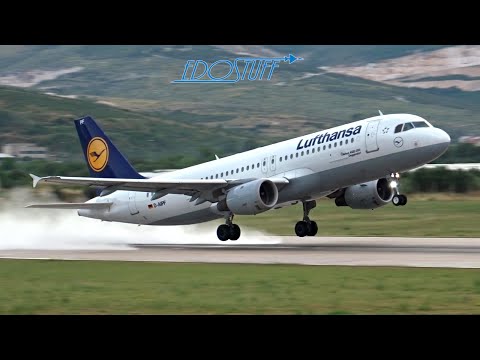 Super Wet Takeoff - Lufthansa Airbus A320 D-AIPF - Split Airport SPU/LDSP
