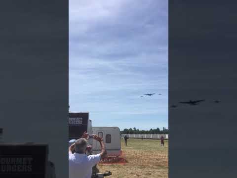 WWII Flyby: Lancaster, Spitfire and a Hurricane at CVM Men's Gathering www.thegatheringformen.com