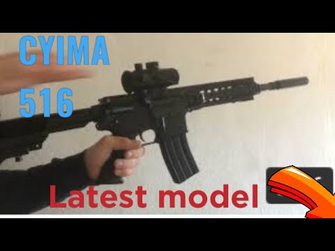cyma 516)  M4) AIRSOFT GUN  UNBOXING/(BLUE TO BLACK) /TESTING FIREING (4K)