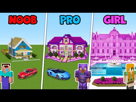 Scorpy - Minecraft NOOB vs PRO vs GIRL: GIRL MODERN HOUSE BUILD CHALLENGE / Animation