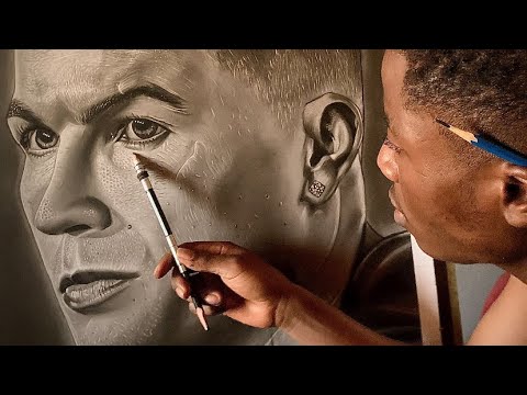 DRAWING CRISTIANO RONALDO | REALISTIC PORTRAIT VLOG 🎨⚽🔥 #art #ronaldo #ronaldofans #howtodraw #draw 