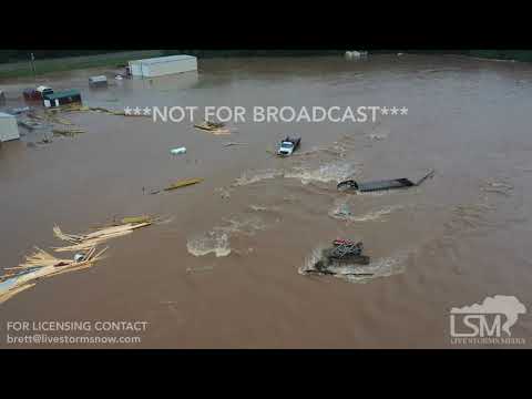 7-16-2019 Nashville, Ar Catastrophic flash flood  emergency, people stranded, cars sunk drone