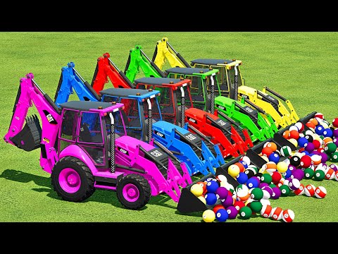 LOAD & TRANSPORT BILLIARD BALLS WITH SMALL CAT LOADERS - Farming Simulator 22