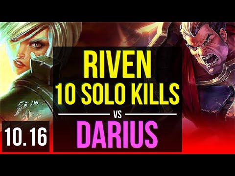 RIVEN vs DARIUS (TOP) | 4 early solo kills, 1.0M mastery points, 10 solo kills | KR Diamond | v10.16