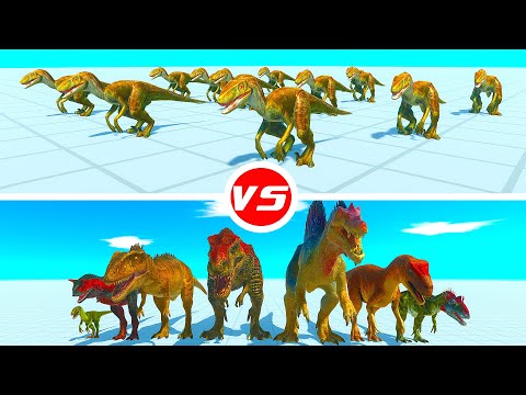 25x VELOCIRAPTOR vs CARNIVORE DINOSAURS - Animal Revolt Battle Simulator ARBS #63