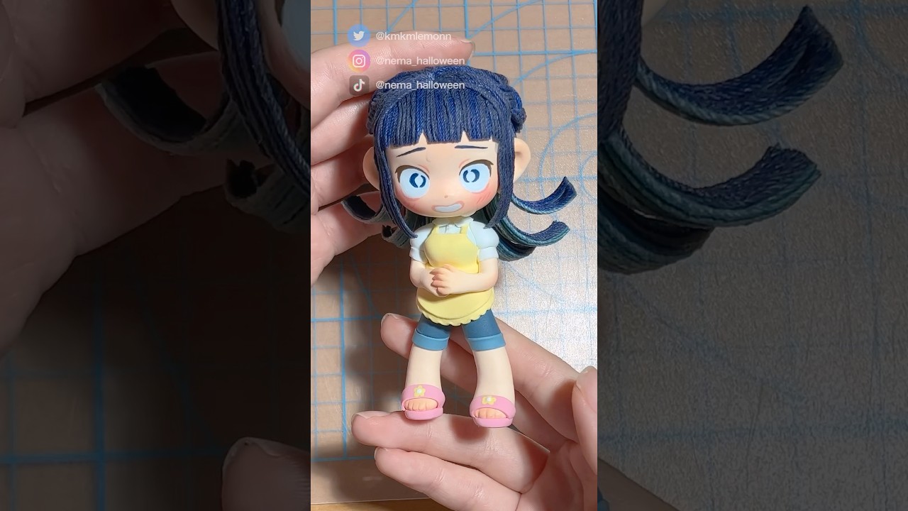 粘土と糸で｢困り顔の女の子｣作ってみた🌼💦 #clay #figure #フィギュア