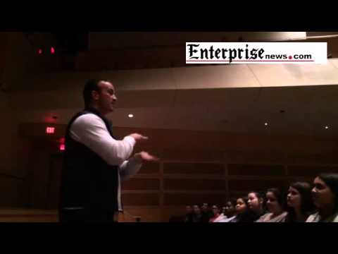 Former Boston Celtic Chris Herren speaks at Bridgwater-Raynham Regional High School.