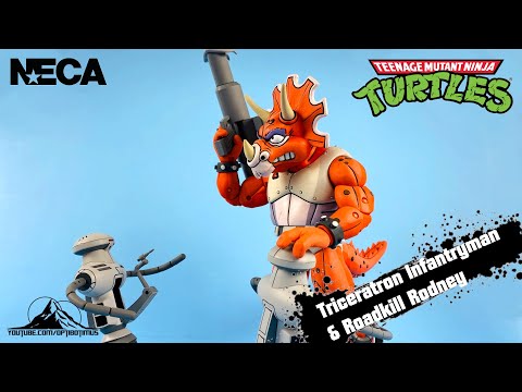 NECA TOYS Teenage Mutant Ninja Turtles TRICERATON INFANTRYMAN and ROADKILL RODNEY Video Review