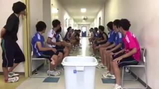 Download the video "group of students keep heading on a ball"