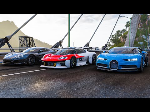 Porsche Mission R (1147 hp) vs Rimac Nevera vs Bugatti Chiron | Forza Horizon 5