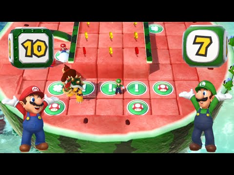 Super Mario Party - Mario and Luigi vs Peach and Daisy - Watermelon Walkabout