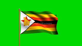 Zimbabwe National Flag | World Countries Flag Series | Green Screen Flag | Royalty Free Footages