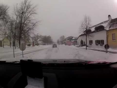 Fahrt Purbach - Neusiedl bei Schneetreiben 18.01.2013 Video