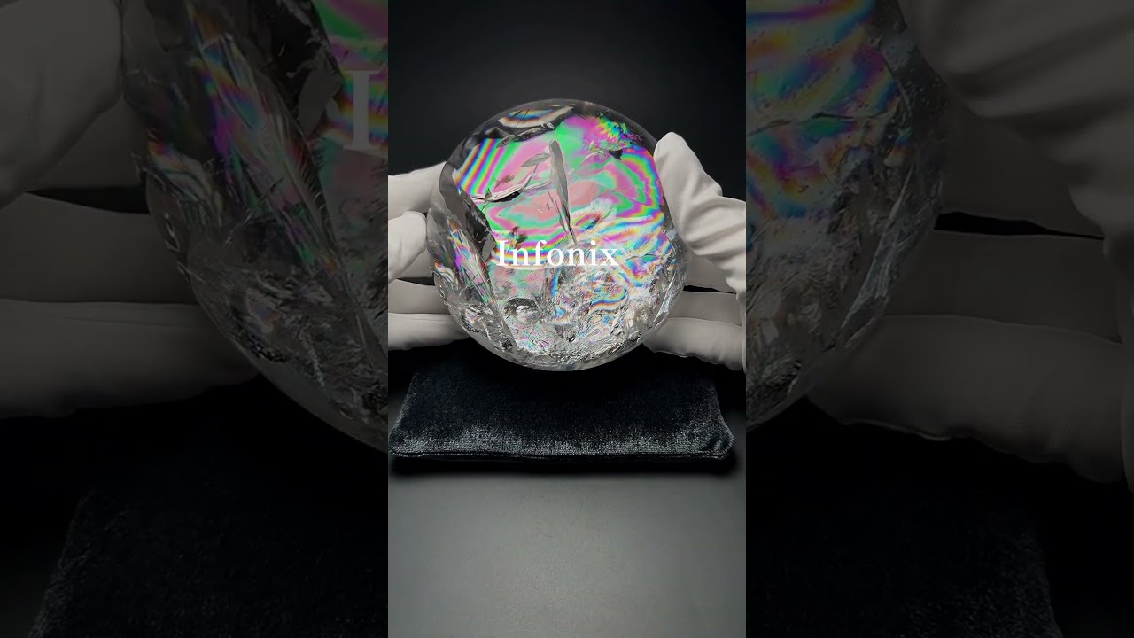 [トップクォリティ]ブラジル産レインボー水晶玉/アイリスクォーツスフィア（丸玉直径約125mm）★現物動画あり-slide-youtube