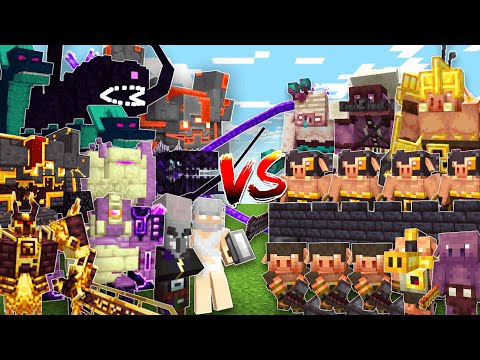 OP BOSSES vs PIGLIN CASTLE - Minecraft Mob Battle