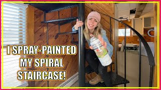 SPRAY PAINTING SPIRAL STAIRS! * Oh-No! My hat *
