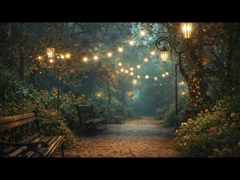 Cozy Autumn Park Ambience🍂 Jazz Music & Piano & Street Sounds