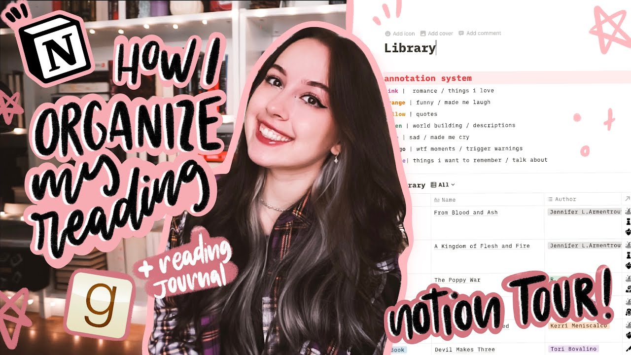 how i organize my reading!✨ notion tour + goodreads+ journal 📚 (free template)