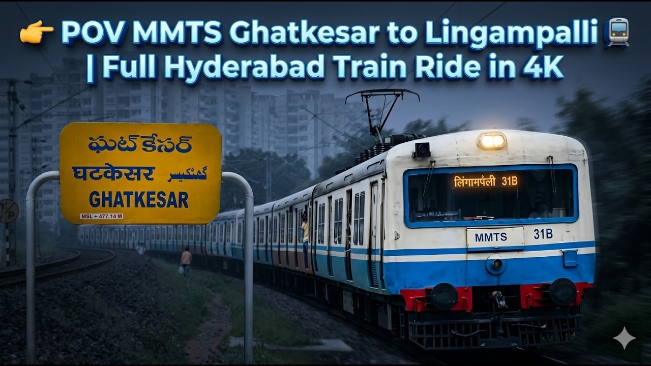 👉 POV MMTS Ghatkesar to Lingampalli 🚆 | Full Hyderabad Train Ride in 4K