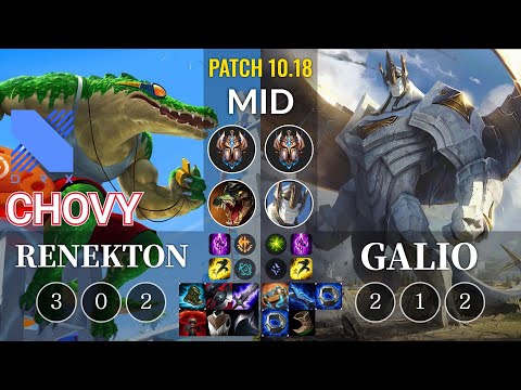 DRX Chovy Renekton vs Galio Mid - KR Patch 10.18