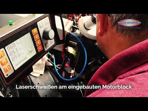 Laserschweißen eines Motorblocks im eingebauten Zustand