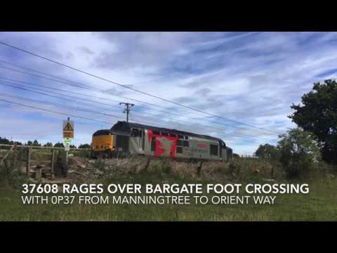 Rail Operations Group 37608 rages over Bargate Foot Crossing with 0P37