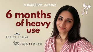 reviewing natural fiber pajama sets 6 months later | Petite Plume, Printfresh, Hanna Andersson