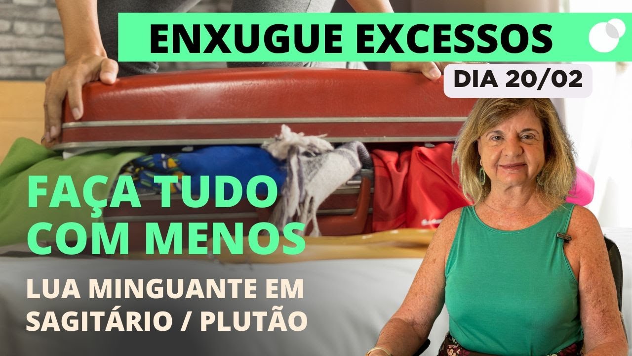 Céu do dia - Quinta 20/02 -Lua Minguante em Sagitário/Plutão: Simplificar é a Chave para Transformar